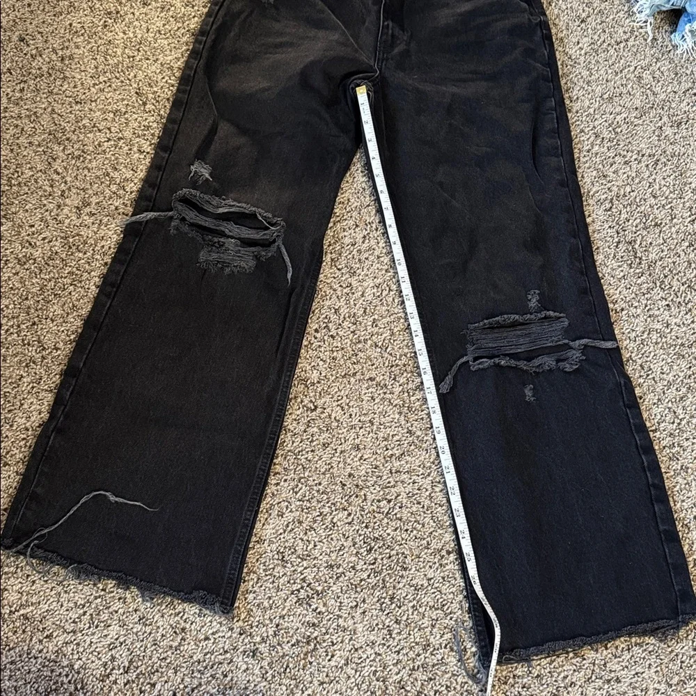 Zara Black Distressed Jeans Raw Hem Size 10 EUC - Picture 6 of 8